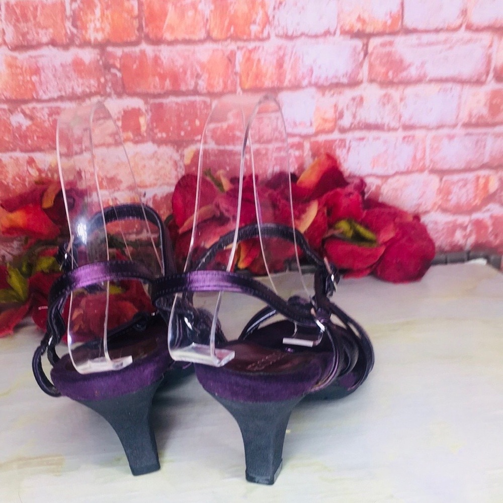 Aerosoles Metallic Dark Purple Strappy Leather High Heel Sandals - Picture 8 of 14